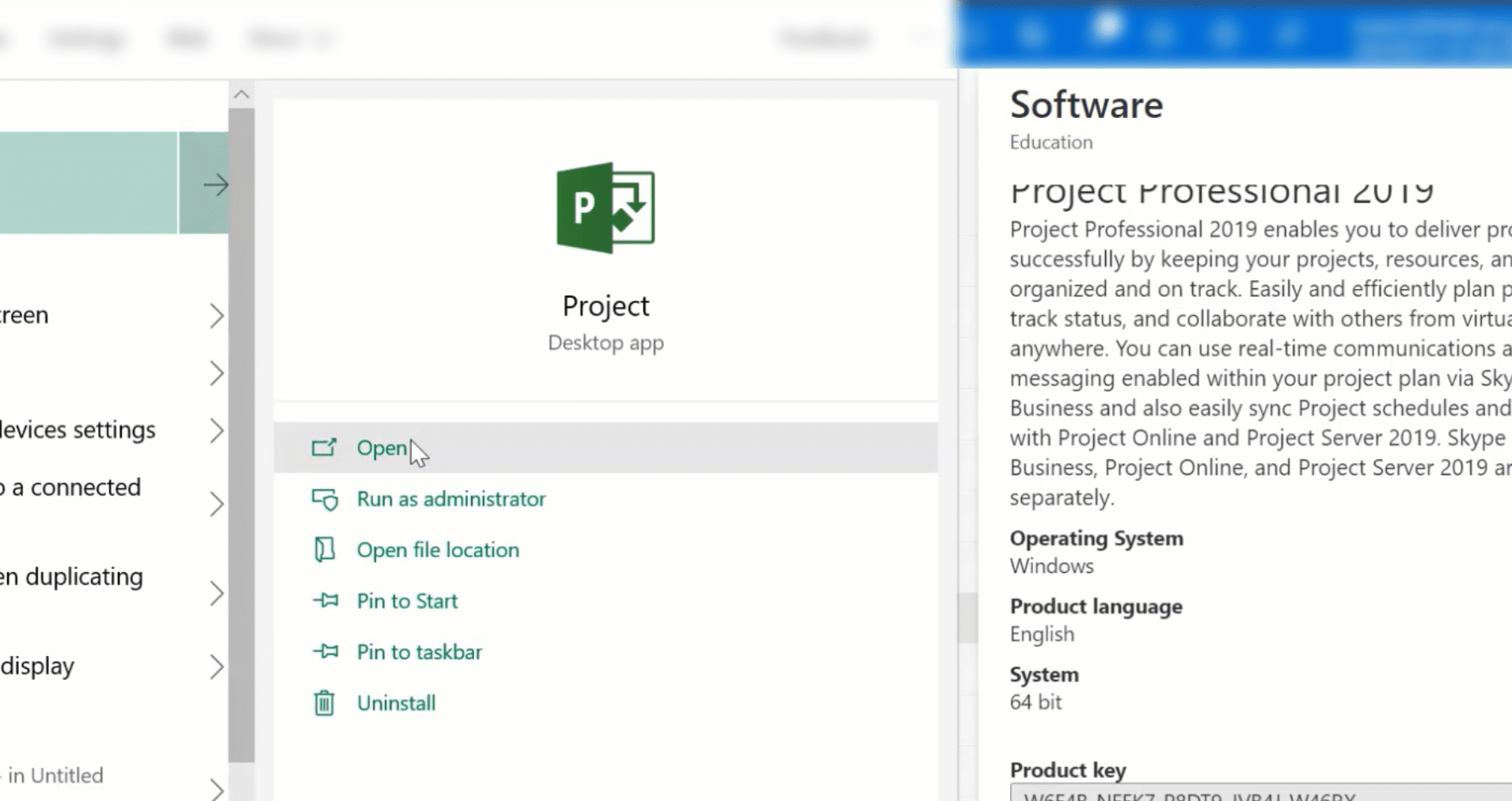 Image of Project Professional application